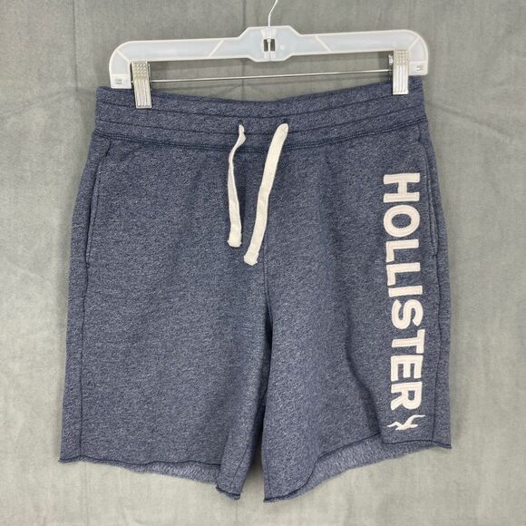 Hollister Biker Shorts Womens XS Blue Logo Drawstring Elastic Waist Baggy Cotton - Picture 1 of 9
